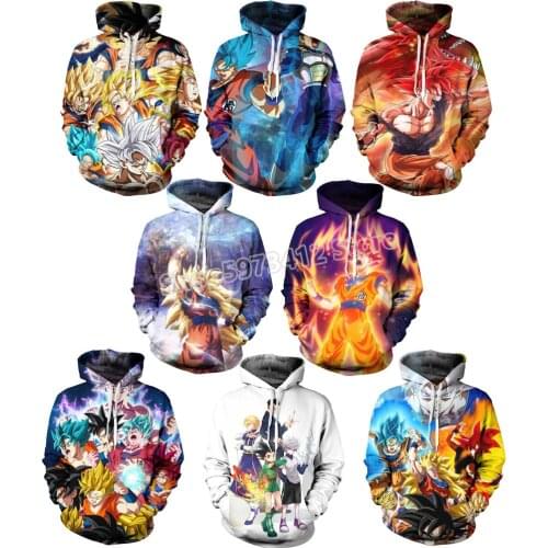 Dragon Ball Sweatshirt Goku 3D Anime Figure Printed Cosplay Hoodie Mens Clothing Hoodies Crewneck Party Theme Clothes Streetwear