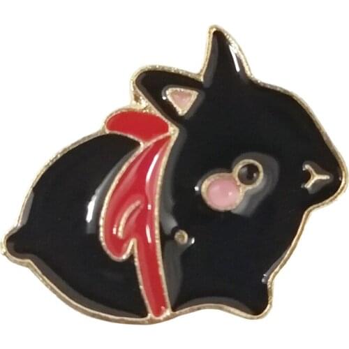 Cartoon Animal Enamel Pins Custom Black Rabbit Brooches Bag Clothes Lapel Pin Badges Funny Zoo Jewelry