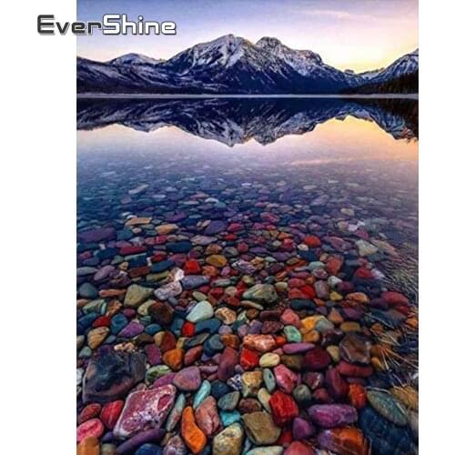 EverShine 5D Diamond Mosaic Landscape Paintings Needlework Diamond Embroidery Mountain Cross Stitch Kits Cobblestone Home Decor