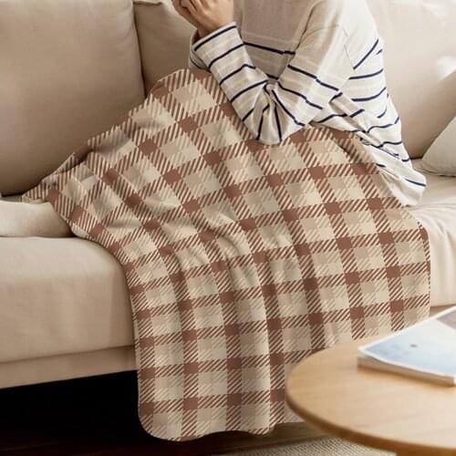 Autumn Plaid Brown Printed Flannel Blanket Soft Throw Blanket Machine Washable Blankets for Beds