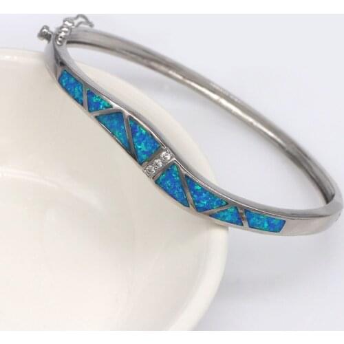 JZB0223 Fire Opal Bangles For Women 2018 new design simple geometric blue opal bracelet ladies jewelry lovers gift