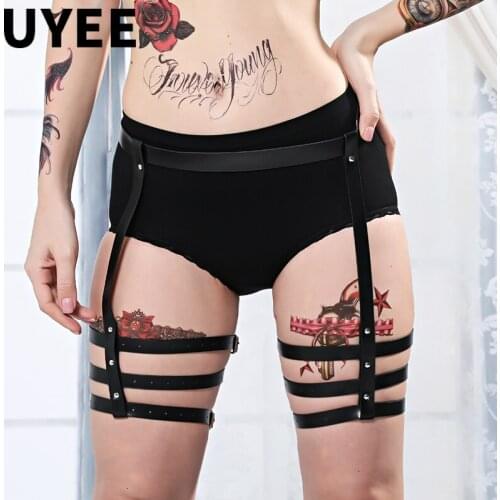 UYEE Leather Leg Garter Stockings Body Strap Harness For Womens Lingerie Bridal Garters Belts Sex Body Sexy Suspender Erotic