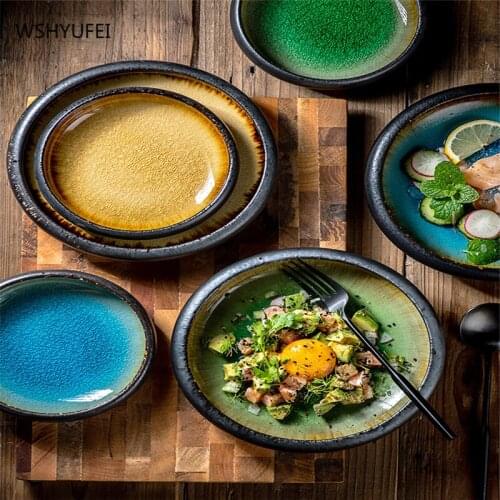 Creative kiln ice cracked glaze ceramic tableware, afternoon tea dessert plate, exquisite high-end ceramic salad plate