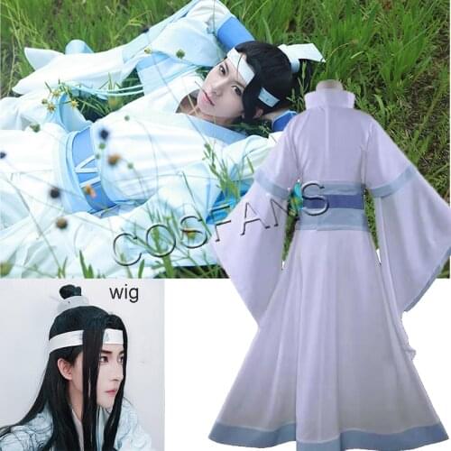 Lan Xichen Cosplay Grandmaster of Demonic Cultivation Custome Anime Mo Dao Zu Shi Costume Unisex Full Set Halloween wig shoes