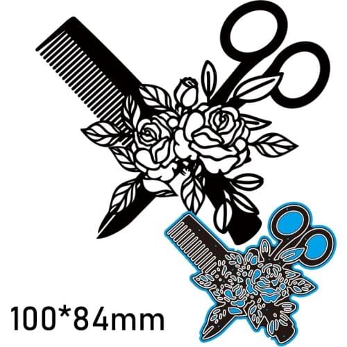 Metal Cutting Dies Comb Scissors Hair Dryer Flower Decor New Scrapbook paper decoration template Embossing DIY Paper Card Craft
