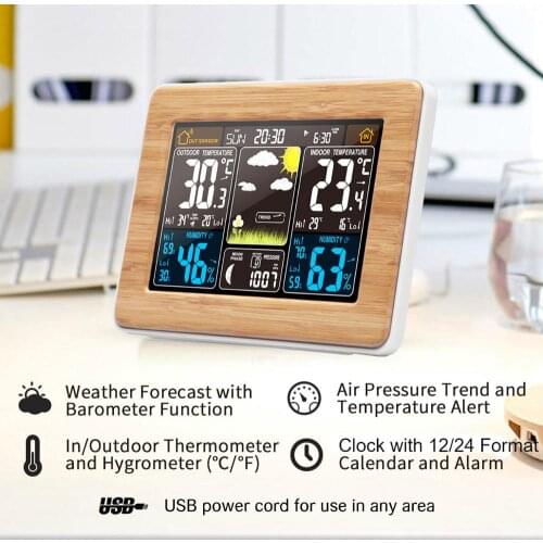 Weather Station LCD Digital Termometro Digital Alarm Clock Electronic Thermometer Hygrometer Wireless Sensor Barometer Home