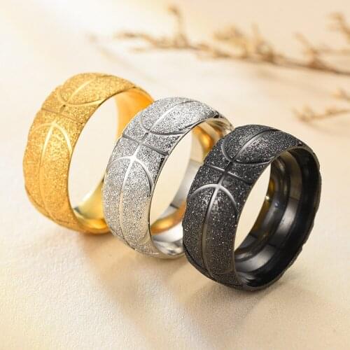 Fashion Corrosion Basketball Stainless Steel Rings for Men Women Simple Movement Titanium Steel Ring Wedding Jewelry Party Gift