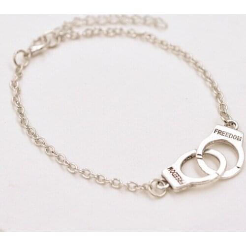 Fashion Jewelry Vintage Silvers Handcuffs Distortion Chain & Cross Chain Good Luck Bracelets & Bangle 10pcs A31