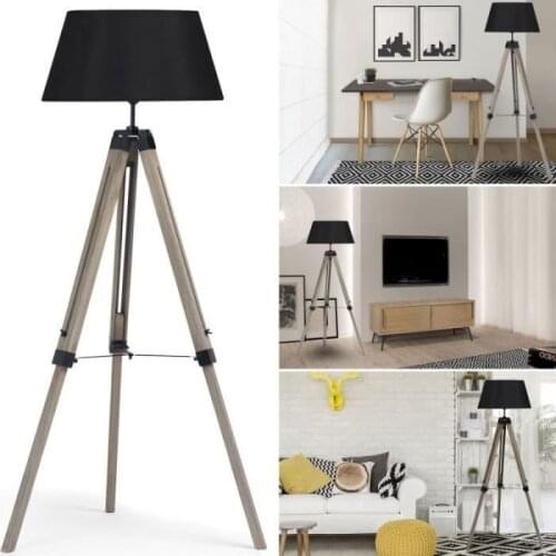 Wooden Tripod Floor Lamps Fabric Lampshade Tripod Standing Lamp For Living Room Bedroom Home Decor Lighting Fixtures Accessories