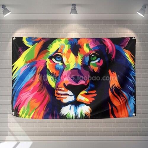 Pop Art "lion" Rock Band Poster Canvas Painting Wall Sticker Tapestry Hanging Cloth Banner Music Banquet Bar Cafe Home Decor