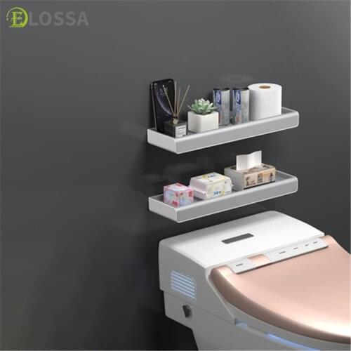 ELOSSA Bathroom Shelf Wall Mounted Drain Storage Rack Punch-Free Cosmetic Shampoo Holder Items Home Bathroom Accessories Set