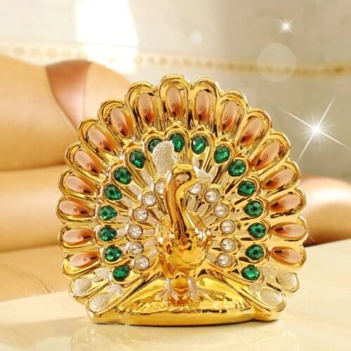 PEACOCKS ART SCULPTURE SWAN FIGURINE HOME DECOR CREATIVE CERAMICS CRAFT EUROPEAN ANIMAL DECORATIONS FOR HOME WEDDING GIFT R4336