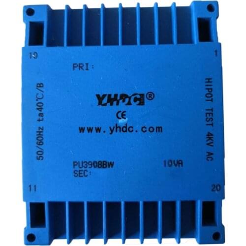 PU3908BW Power 10VA Input 2*115V Output 2*24V Encapsulated transformer PCB welding flat-type isoltation transformer