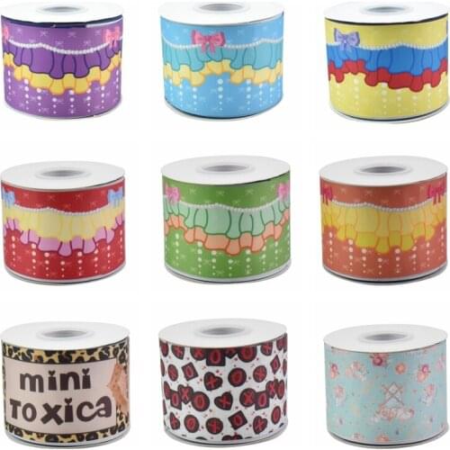 22MM 25MM 38MM 50MM 75mm Printed Pattern on Grosgrain Ribbon for diy ribbon