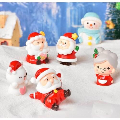 Merry Christmas Christmas Decoration Figurines Cute Couple with Santa Claus Snowman Cubs Micro Landscape Snow Scene Decoration