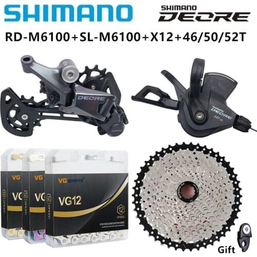 SHIMANO DEORE RD-M6100+SL-M6100+VG Sports X12 Chain+SUNSHINE 46/50/52T 12 Speed MTB Bike Shift kit Brand Original