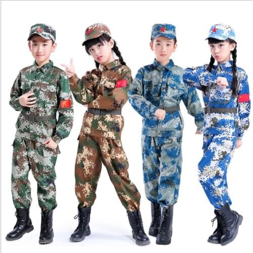 Tactical Military Uniform for Childrens Day Camouflag Disguise Adult Halloween Costume for Kid Girl Scout Boy Soldier Army Suit