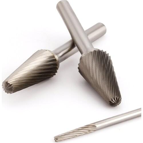 Tungsten Steel Hard Rotary Alloy Metal Grinding Head 1pcs Boring Cutter L-type Conical Dome Rotary Files