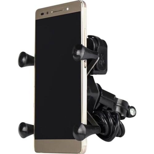 Universal Motorcycle Cell Phone Mount Holder Waterproof With USB Charger 360 Degrees Rotation For GPS ATV Scooter Moped Cruiser