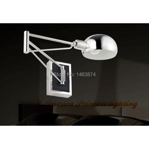 Retractable folding arm wall lamp LED lighting study to study and work, material iron, chrome, E27, AC110-240V