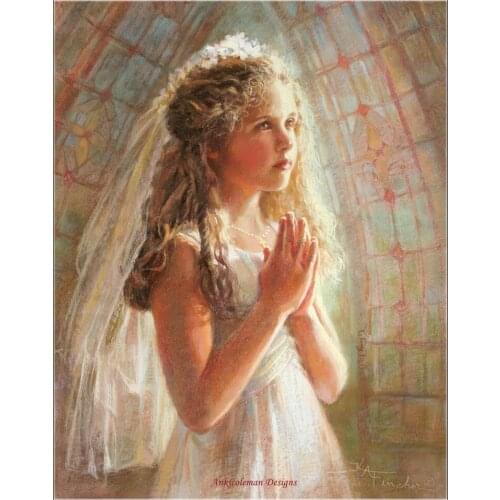 Embroidery Counted Cross Stitch Kits Needlework - Crafts 14 ct DMC Color DIY Arts Handmade Decor - Girl in Prayer
