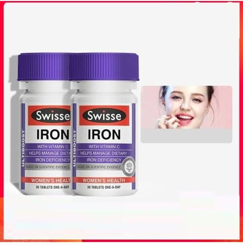 Swisse Iron 30Tablets *2PCS Supplement Dietary Iron Deficiency Treatment Suitable for Vegetarians During pregnancy Healthy blood