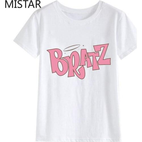 New summer Bratz Letter t shirt women casual white tops fashion t-shirt short sleeve Printed graphic tee women clothing
