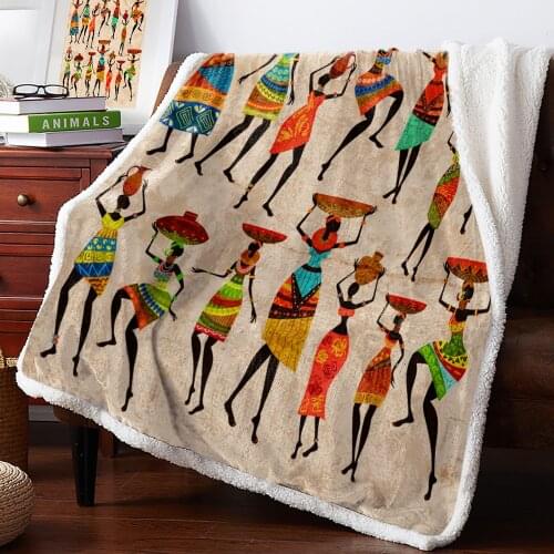 Winter Cashmere Blanket Ethnic African Women Bedspread Blankets Blanket Throws Winter Travel Cover Sherpa Blankets Decor