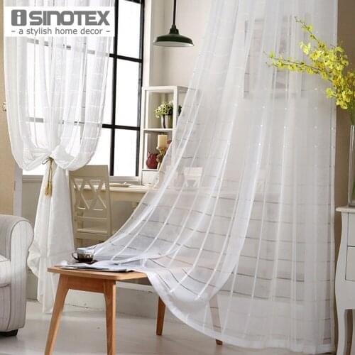 1PCS/Lot iSINOTEX Window Curtain Sheer Screening Stripped Transparent Living Room Fabric Tulle Voile