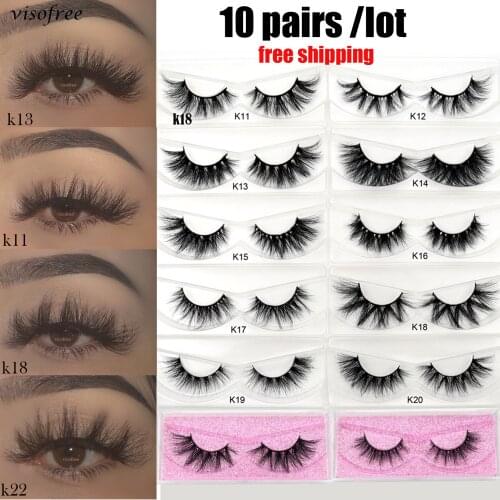 10 Pairs Visofree 3D Mink Eyelashes Fluffy Dramatic Eyelashes Makeup Mink Lashes Natural Long False Eyelashes Thick Fake Lashes