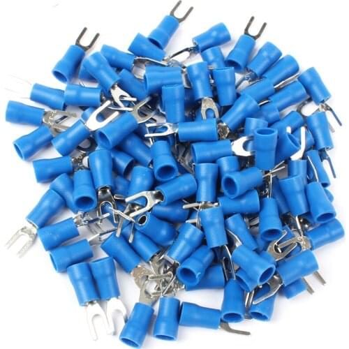 100PCS SV2-3 Blue Cold pressed terminals Cable Wire Connector Insulated Terminals Connector for 22AWG-16AWG cable