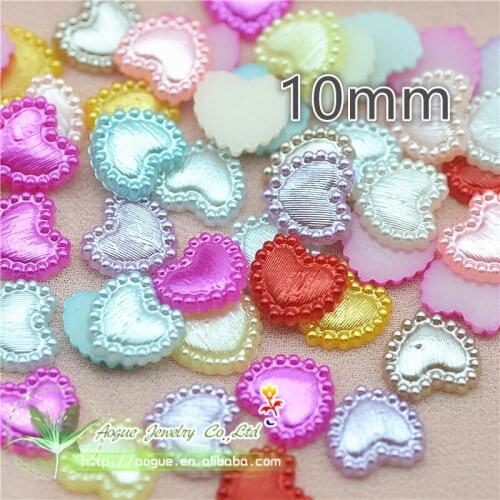 11mm 100PCS MIxed Color resin flatback heart pearls|Party Decoration confetti|Slime Filler Materials