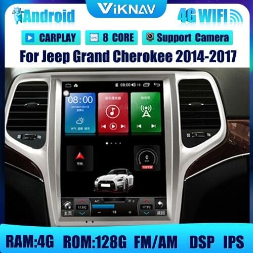 12.1inch 128GB Android 10.0 With DSP Carplay Car GPS Navigation For Jeep Grand Cherokee 2014-2017 DVD Multimedia Player 2din