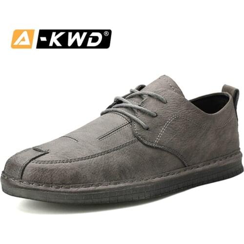 2019 Fashion Black Men Casual Shoes Leather Heren Schoenen Leer Shoes Men Loafers Lace-up Loafers Designer Men Leather Sneakers