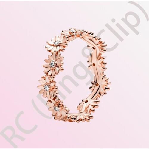 2020 New Arrival 925 Sterling Silver Sparkling Daisy Flower Crown Ring Rings for Women Engagement Jewelry Anniversary Rose Gold