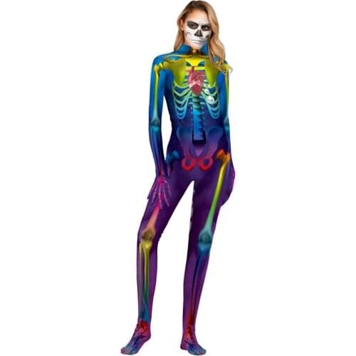 3D Horrible Bloody Zombies Skeleton Rack Role-playing Costumes Halloween costumes For Adult Cosplay Symbiotic Conjoined Suit