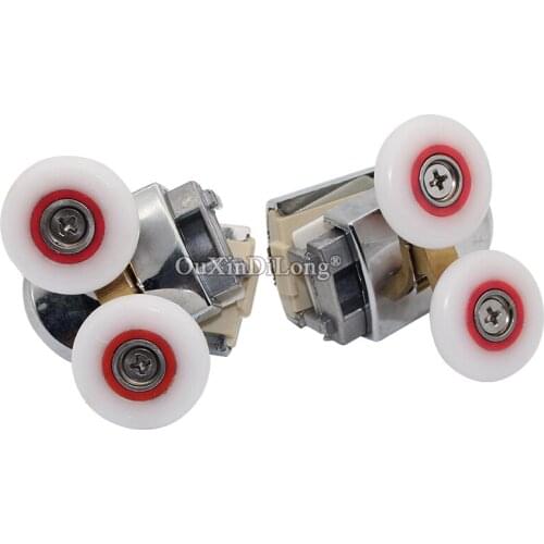 Brand New 2Pairs Butterfly Shower Door Rollers / Pulleys Copper Bearing + Nylon Double Wheels Runners Diameter 26mm