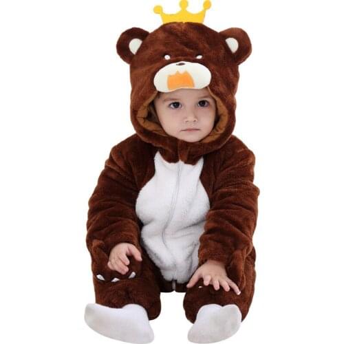 Baby Boy New Winter Cute Rompers Baby Girl Beautiful Cartoon Thicken Cotton Coat Long Romper Animal Dog/Bear Shape With Hat