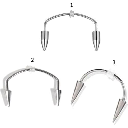 667E Stainless Steel Smile Lip Tiger Teeth Nail Piercing Tiger Tooth Nail C-Shape Spike Lips Hoop Rings Vampire Teeth Decor