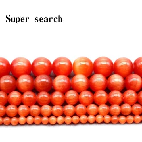 Red Cat Eye Beads 4/6/8/10/12MM Natural Glass String Loose Space Beads Opal DIY Charm Beads for Jewelry Making Bracelet