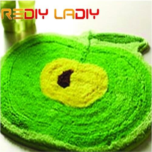 Latch Hook Rug Kits Crocheting Carpet Rug Green Apple Acrylic Yarn Printed Color Canvas Cushion Mat Crochet Tapestry Sofa Decor