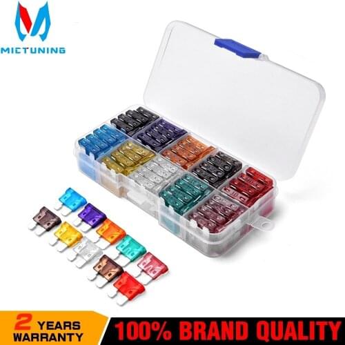 100PCS ATC/ATO Assorted Standard Blade Fuse Set 2A 3A 5A 7.5A 10A 15A 20A 25A 30A 35A Car Truck SUV Boat Automotive Replacement