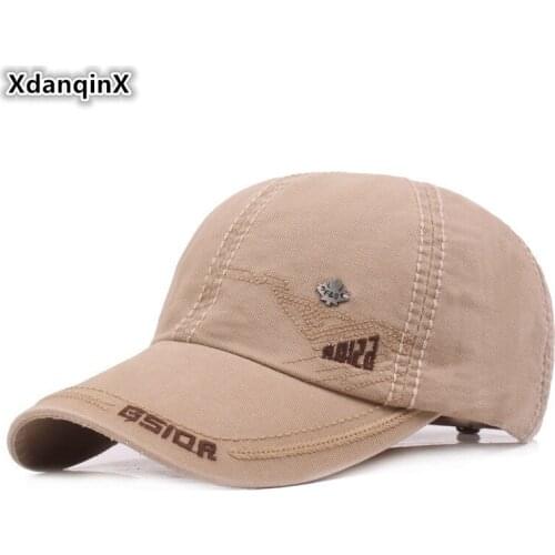 XdanqinX Spring Autumn Adult Mens Cotton Baseball Caps Tongue Visor Cap Adjustable Size Male Bone Fashion Snapback Dads Hat