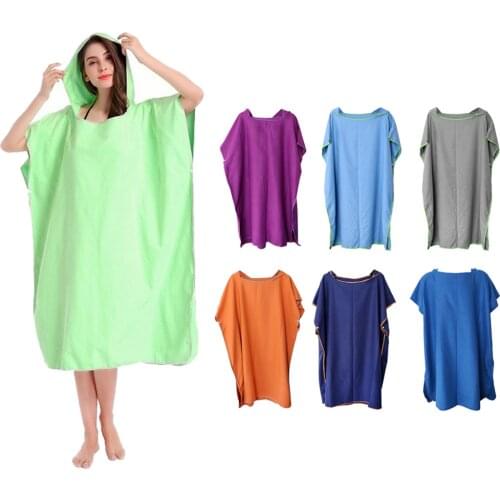 Soft Beach Hooded Poncho Changing Robe Water Sports Scuba Diving Changing Towel for Surfing Sailing Swimming Beach