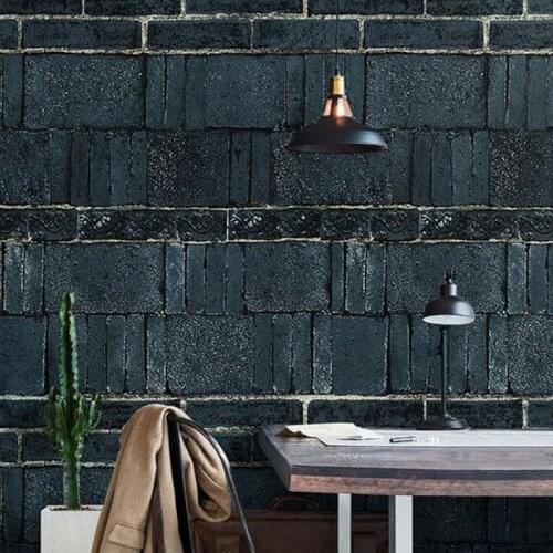 Retro Cyan Red Brick Wall Paper Antique Brick Stone Industrial Wind Restaurant Hotel Barber Shop Living Room Bedroom PVC