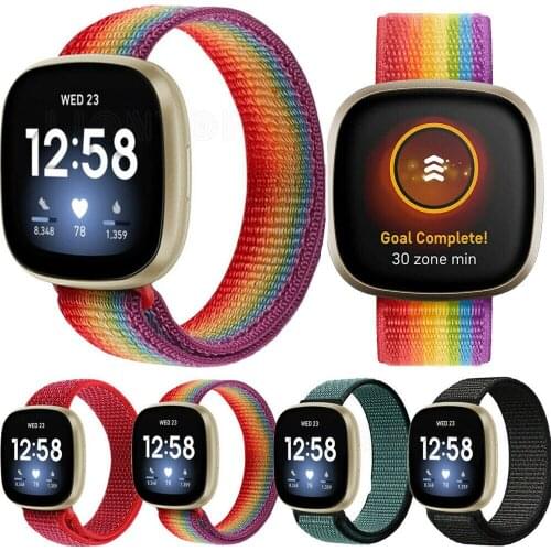 Nylon Loop Strap For Fitbit Versa 3/Sense Smart Bracelet Women Soft Watchband Replaceable Wristbands For Fitbit Versa 3 Correa