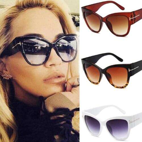 T-Shaped Retro Big Frame WomenS Sunglasses Fashion Brand Designer Cat Eye Glasses Uv400 Oculos Sol Feminino