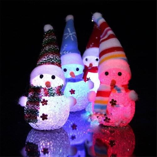 Gift LED Crystal Snowman Night Lights Colorful Eye-lantern Snowman LED Light Christmas Ornament Party Home House Decoration Gift