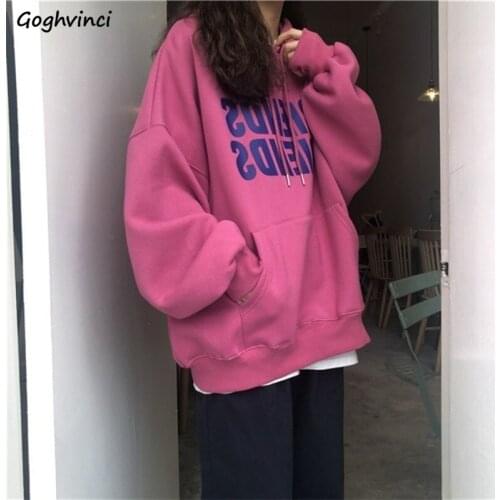 With Hat Hoodies Women Letter Print Front Pocket Sweatshirts Womens Thicken Rhodo Casual Hooded Tops Outwear Chic Ins Clothing