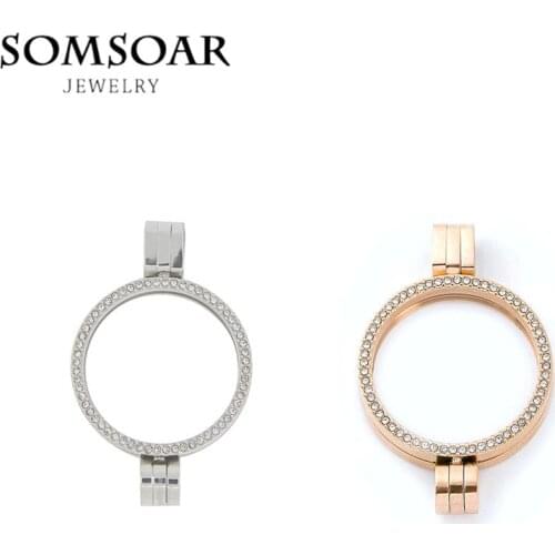 SOMSOAR Jewelry New Design 25mm Small Thin Coin Holder with CZ Crystal Pendant can connect 35mm My Coin Frame as gift 10pcs/lot